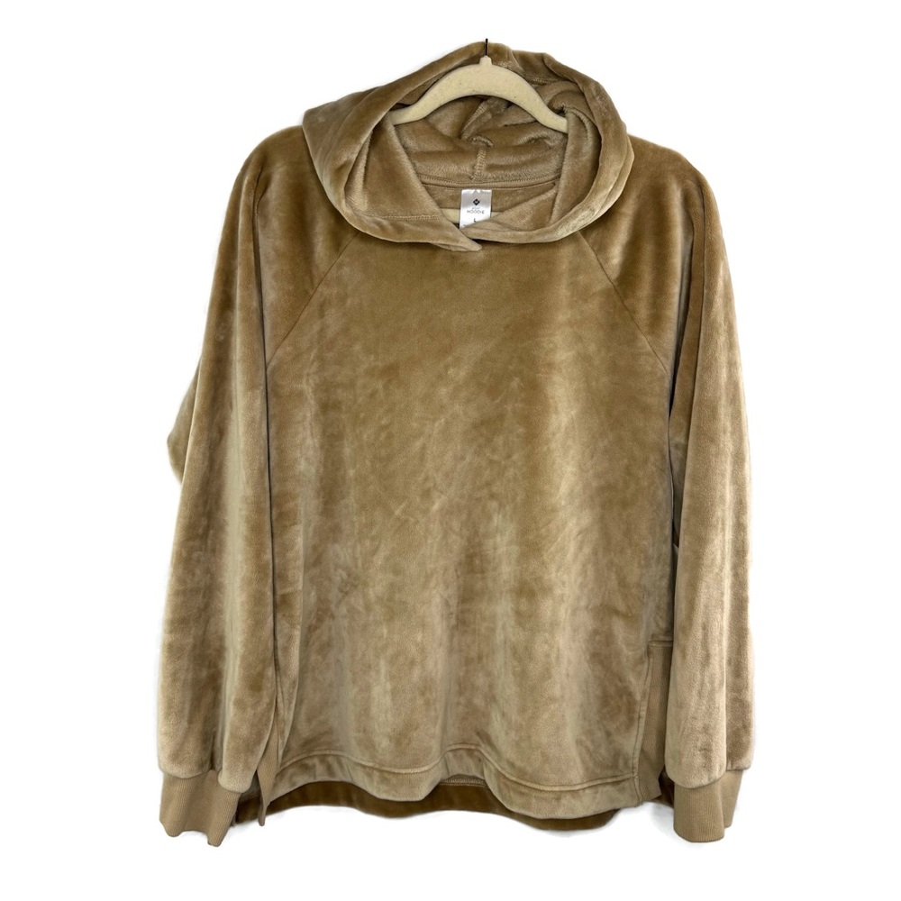 Soft Camel Brown Plush Women's Hoodie perfect for lounging in comfort Large